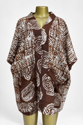 Brown & Cream Batik Two-Piece Shorts Set